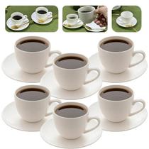 Jogo 06 Xicaras De Café Com Pires Porcelana Branca 100ml - Lyor