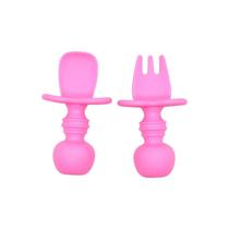 Jogo 1 Colher e 1 Garfo de Silicone Infantil Oxford
