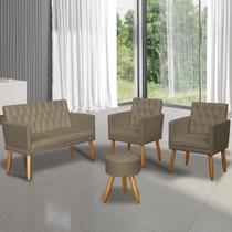 Jogo 1 Namoradeira 2 Poltronas capitone com Puff para Recepção Sala pequena resistente Jogo 1 Namoradeira 2 Poltronas capitone com Puff para Recepção Sala pequena resistente