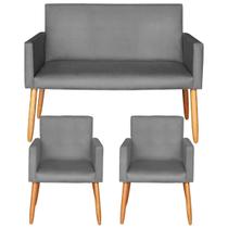 Jogo 1 Namoradeira 2 Poltronas para Recepção Sala pequena resistente