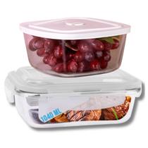 Jogo 1 Pote Quadrado 2L e 1 Pote Retangular Hermetico 1040ml Jogo 1 Pote Quadrado 2L e 1 Pote Retangular Hermetico 1040ml