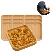 Jogo 10 Bandejas de Bambu Natural Servir Café 17cm Luxo