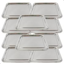 Jogo 10 Bandejas Retangular Aço Inox 40x30cm Rasa Jogo 10 Bandejas Retangular Aço Inox 40x30cm Rasa