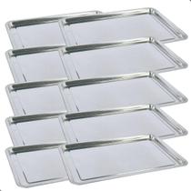 Jogo 10 Bandejas Retangular Aço Inox 45x35cm