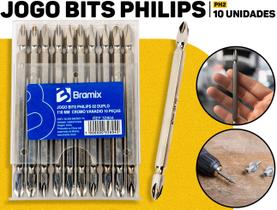 Jogo 10 Bits Duplos Philips 110mm CRV P/ Ferramentas Elétricas E Manuais Alta Qualidade E Resistência Jogo 10 Bits Duplos Philips 110mm CRV P/ Ferramentas Elétricas E Manuais Alta Qualidade E Resistência