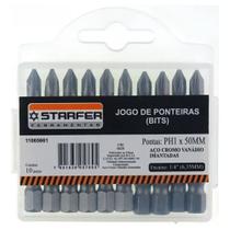 Jogo 10 Bits Ponta Phillips 1 P/ Parafusadeira 50mm Starfer