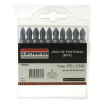 Jogo 10 Bits Ponta Phillips 2 Aço Cromo S2 25mm Starfer