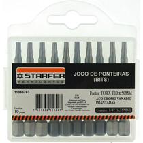 Jogo 10 Bits Ponta Torx 10 Para Parafusadeira 50Mm Starfer