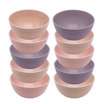 Jogo 10 Bowl de Bambu Ecológico Resistente Não Quebra Bege Lines Tigela Lyor 750ml