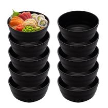 Jogo 10 Bowl Preto Tigela Japonesa Tokyo Melamina Comida Restaurante 450ml Lyor