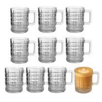 Jogo 10 Caneca de Vidro Café Cappuccino Quadrados Elusia 250ml Em Casa Tem Jogo 10 Caneca de Vidro Café Cappuccino Quadrados Elusia 250ml Em Casa Tem