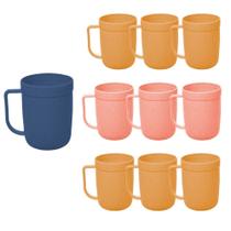 Jogo 10 Canecas Fibra de Bambu e PP Cores Sortidas Textura 300ml Lyor Jogo 10 Canecas Fibra de Bambu e PP Cores Sortidas Textura 300ml Lyor