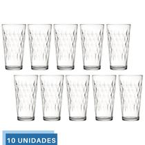 Jogo 10 copo 350ml Vidro Vitrage Suco Agua Transparente Nadir
