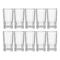 Jogo 10 Copo Alto de Vidro Lapidado Transparente para Água e Drinks Cristalle Haüskraft 385ml
