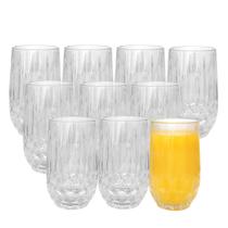 Jogo 10 Copo Alto de Vidro para Água Suco Transparente Galway 350ml Wolff