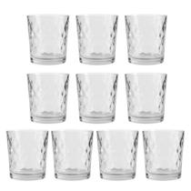Jogo 10 Copo de Vidro Transparente para Whisky Diamond 360ml Em Casa Tem
