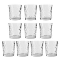 Jogo 10 Copo De Vidro Transparente Para Whisky Diamond 360ml Em Casa Tem