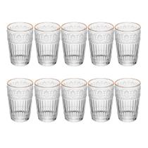 Jogo 10 Copo Mauve com Fio de Ouro 350ml de Cristal Ecológico Wolff