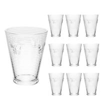 Jogo 10 Copos de Água Lines Butterfly em Vidro Transparente Wolff 350ml