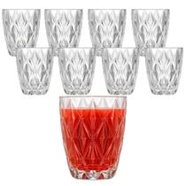Jogo 10 Copos de Vidro Diamond Água Suco Vitamina Coquetel Long Drink Multiuso 300ML