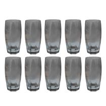 Jogo 10 Copos Florida Vidro Cinza Mesa Posta Chique 370ml Jogo 10 Copos Florida Vidro Cinza Mesa Posta Chique 370ml