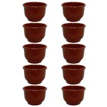 Jogo 10 Cumbucas 750ml Marrom Plástico Reforçado Tigela Caldo Feijoada Cumbuca Sopa Lanchonete Bar