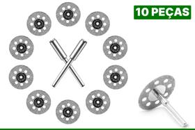 Jogo 10 Discos Diamantado Corte 22mm Acessórios para Micro Retifica Metal Vidro