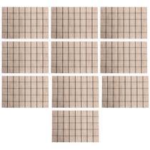 Jogo 10 Lugar Americano Retangular Mesa PVC Grid Branco Preto 45x30cm Lyor