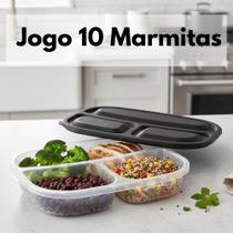 Jogo 10 Marmitas 3 em 1, BPA free. Conjunto com 10 marmitas para alimentos.