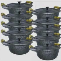 Jogo 10 Panela Alumínio Batido Craqueada Caçarola Fundido