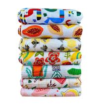 Jogo 10 Pano De Prato Felpudo Estampado Branco Atoalhado