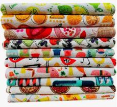 Jogo 10 Pano De Prato Felpudo Estampado Cor Branco - 55x35cm - Camesa