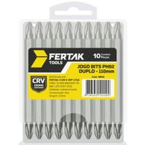 Jogo 10 peças Bits Philips Duplo Aço CRV Parafusadeira 110mm - Fertak