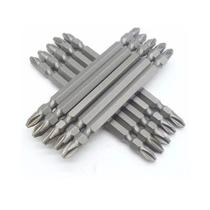Jogo 10 Ponta Dupla Bits Phillips 2x100mm Ph2 Aço Cromo para Parafusadeira