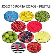 Jogo 10 Porta Copos Coleção Frutas e Flores Redondo Jogo 10 Porta Copos Coleção Frutas e Flores Redondo