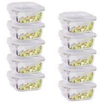 Jogo 10 Pote Vidro 520ML Forno Microondas Quadrado Hermetico Jogo 10 Pote Vidro 520ML Forno Microondas Quadrado Hermetico