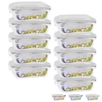 Jogo 10 Pote Vidro Retangular 370ml Hermética Vidro Papinha