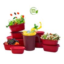 Jogo 10 Potes + 1 Jarra 1800ml, Kit 11 peças BPA Free Jogo 10 Potes + 1 Jarra 1800ml, Kit 11 peças BPA Free