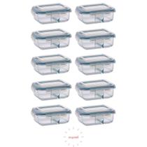 Jogo 10 Potes 1040ml com Divisória Vidro Hermético Vedação Jogo 10 Potes 1040ml com Divisória Vidro Hermético Vedação
