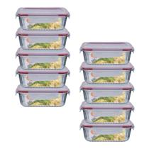 Jogo 10 Potes 640ml Hermético Anel Vedação Canelado