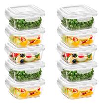 Jogo 10 Potes de Vidro Hermético Com Tampa E Trava Quadrado 800 ml Mantimentos Marmita