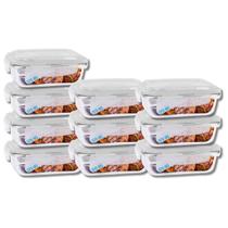 Jogo 10 Potes de Vidro Hermético Marmita Tampa 4 Travas 370ml Jogo 10 Potes de Vidro Hermético Marmita Tampa 4 Travas 370ml