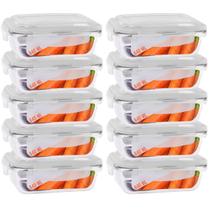 Jogo 10 Potes de Vidro Marmita Tampa 4 Trava Hermética 640ml