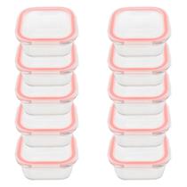 Jogo 10 potes de vidro quadrado 320ml com tampa bela kasa Jogo 10 potes de vidro quadrado 320ml com tampa bela kasa