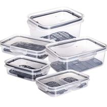 Jogo 10 Potes Hermético c Escorredor para Alimentos