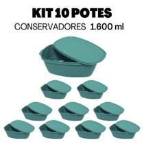 Jogo 10 Potes Plásticos Com Tampa Kit Conservador Pop Verde