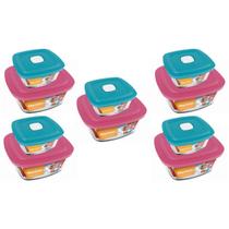 Jogo 10 Potes Quadrado Vidro Temperado 1L 2L Nadir Marinex