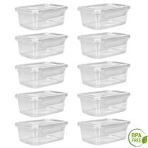 Jogo 10 Potes Retangular Transparente 1400ml Tampa com Trava BPA FREE