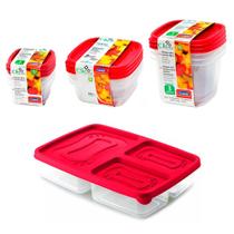 Jogo 10 potes vasilha com tampa frutas comida lanches fitness freezer microondas geladeira alimentos