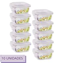 Jogo 10 Potes Vidro Hermetico Pequeno Marmita Fit 320 ml